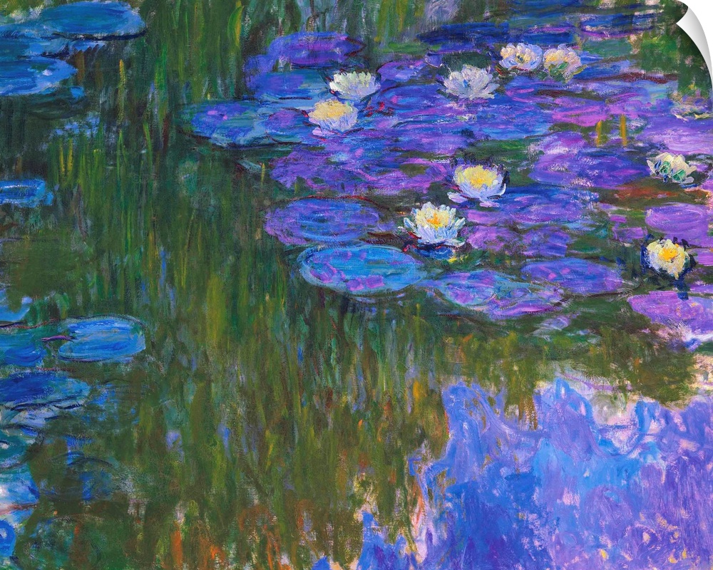 Nympheas en fleur, 1914-17 (originally oil on canvas) by Monet, Claude (1840-1926)
