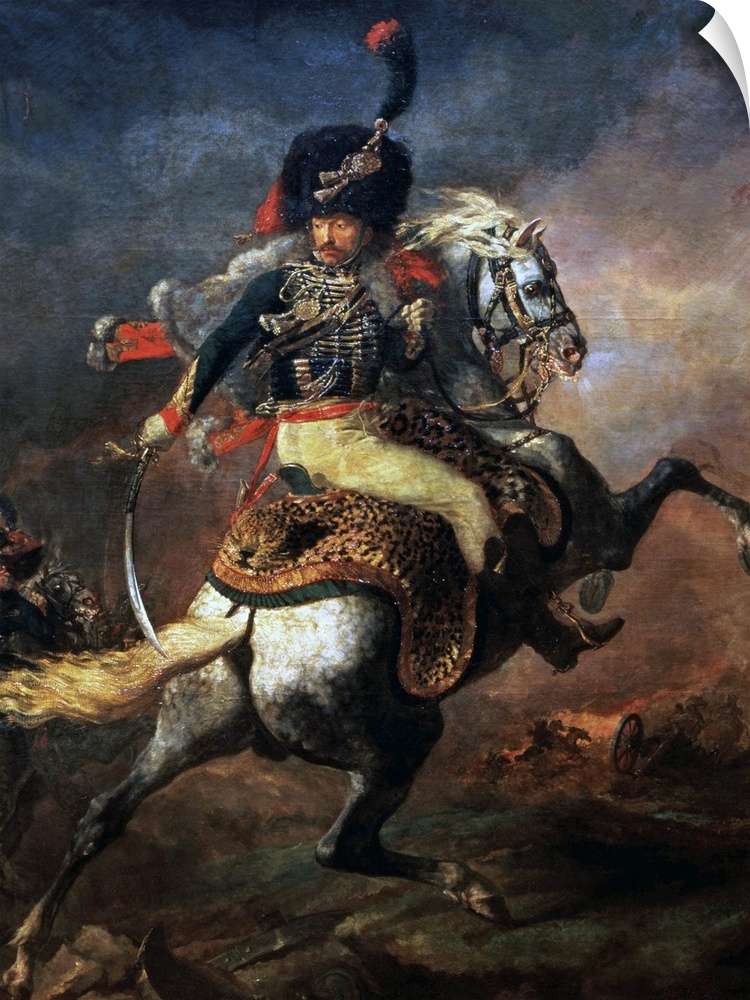 XIR26088 Officer of the Hussars, 1814 (oil on canvas); by Gericault, Theodore (1791-1824); 349x266 cm; Louvre, Paris, Fran...