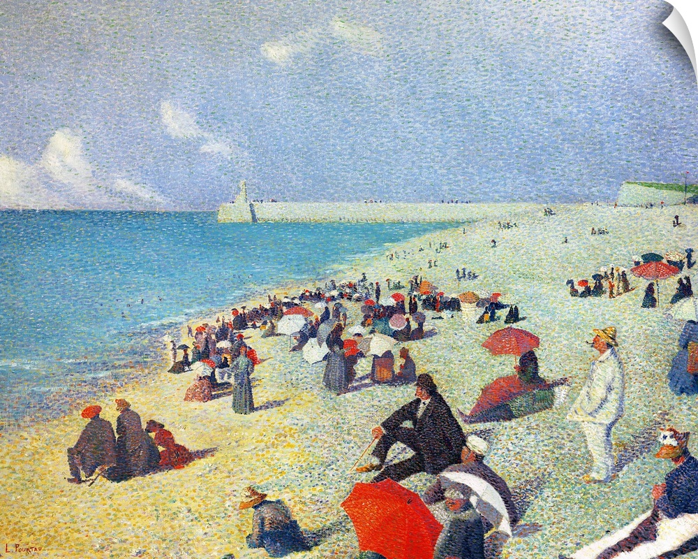 XIR53826 On The Beach (oil on canvas); by Pourtau, Leon (1868-98); Private Collection; Giraudon; French, out of copyright