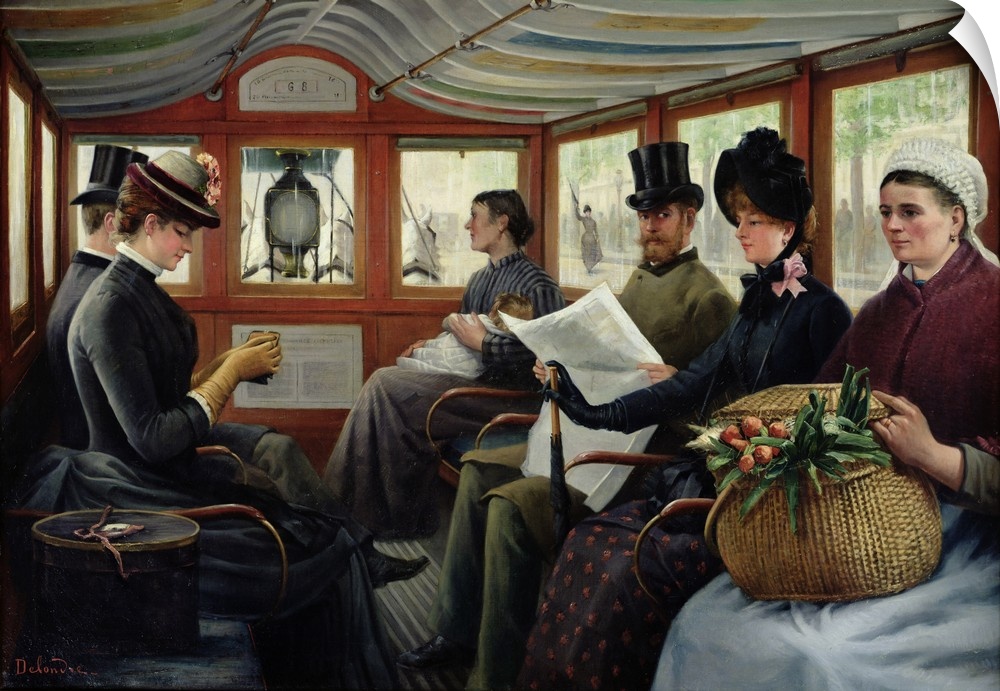 XIR177196 On the Omnibus, 1880 (oil on canvas); by Delondre, Maurice (19th century); Musee de la Ville de Paris, Musee Car...