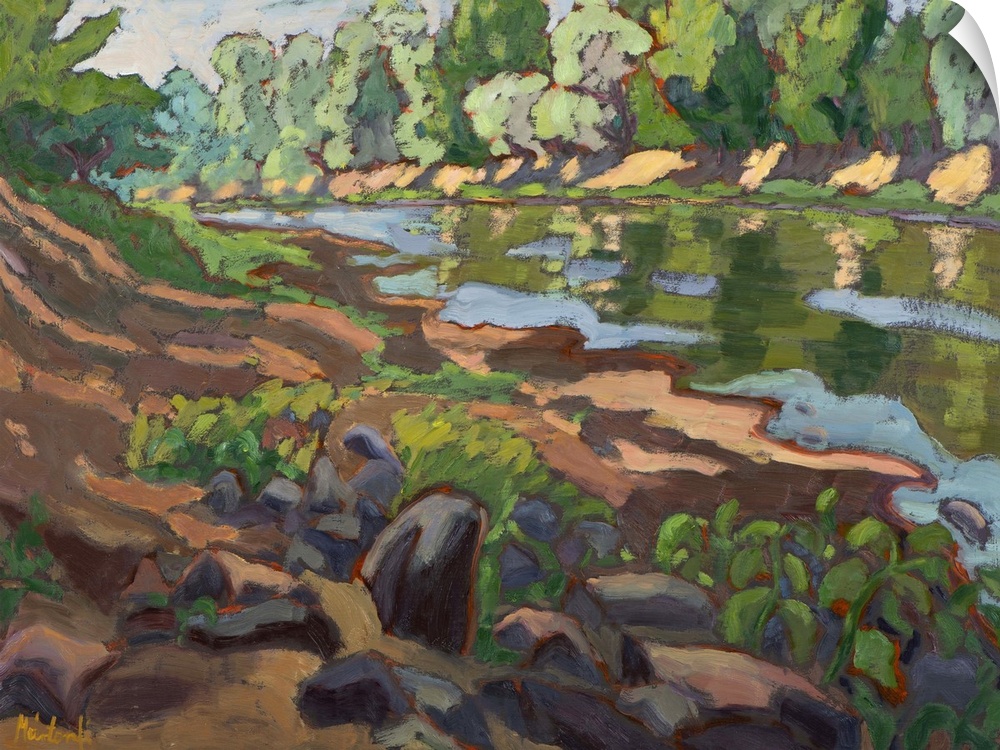 On the Shady Side of River Koros. oil on board