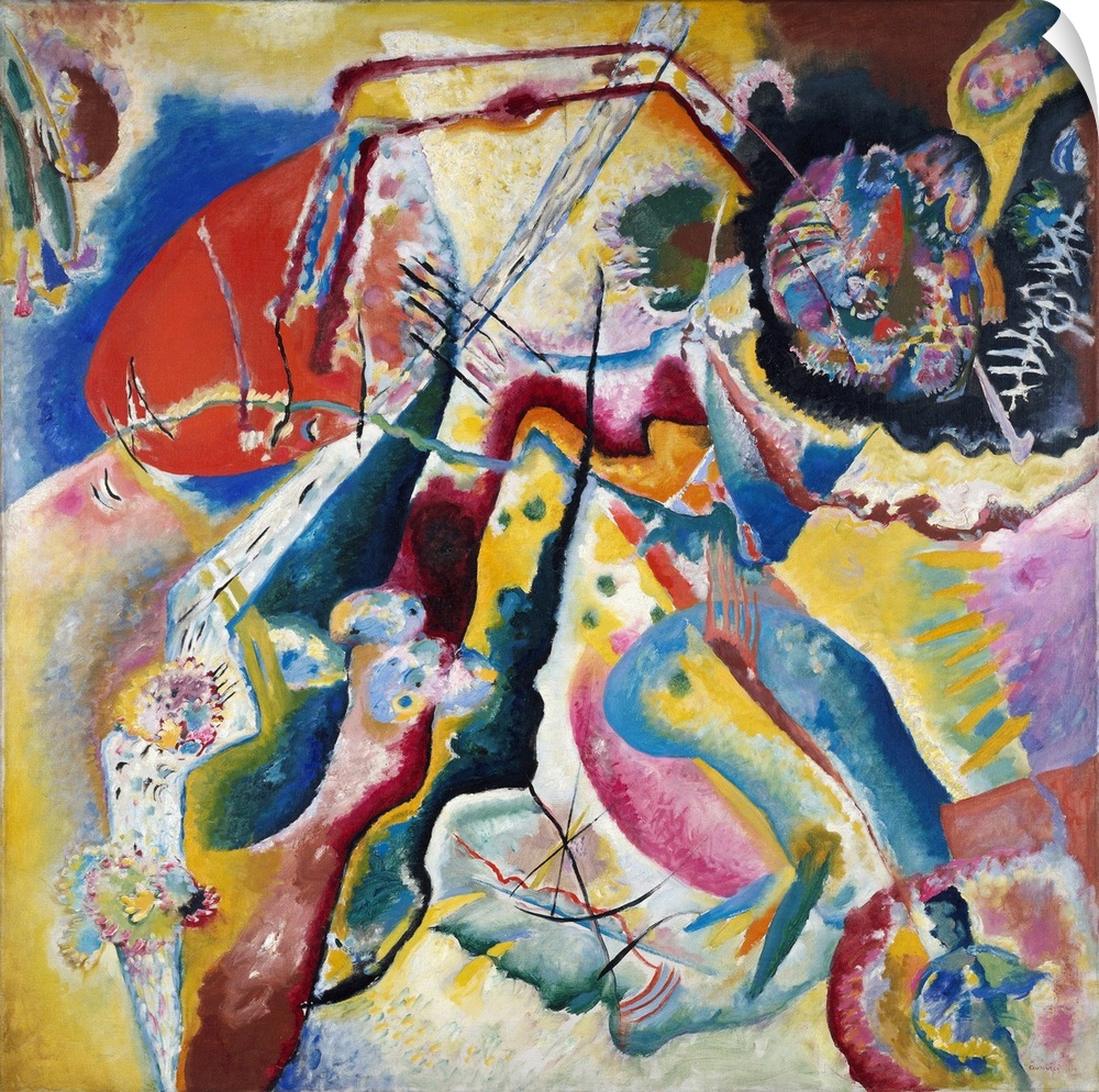 Painting with red spot, 1914, by Wassily Kandinsky, originally oil on canvas, Russia, 20th century