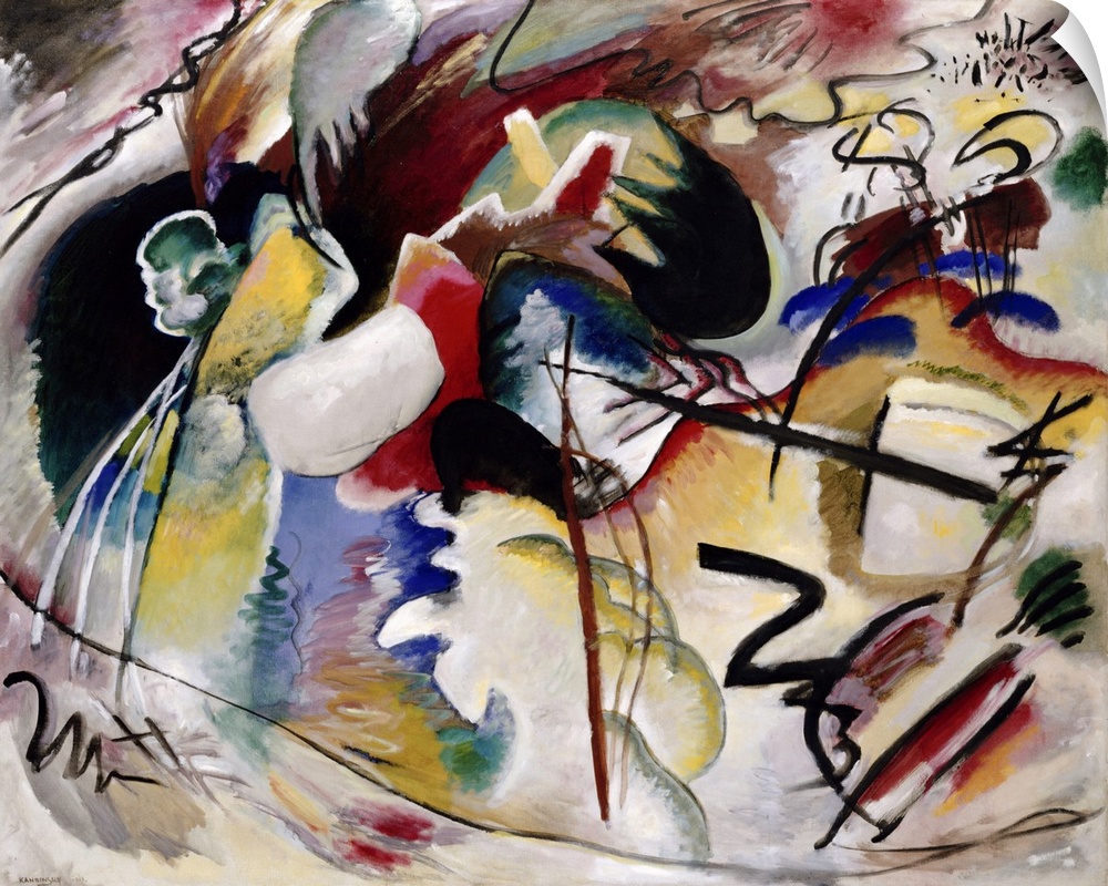 Painting with white form, 1913 by Kandinsky, Wassily (1866-1944)