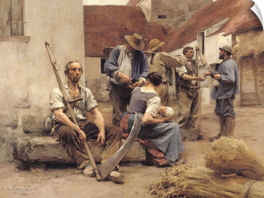 XIR83591 Paying the Harvesters, 1882 (oil on canvas); by Lhermitte, Leon Augustin (1844-1925); 215x272 cm; Musee d'Orsay, ...