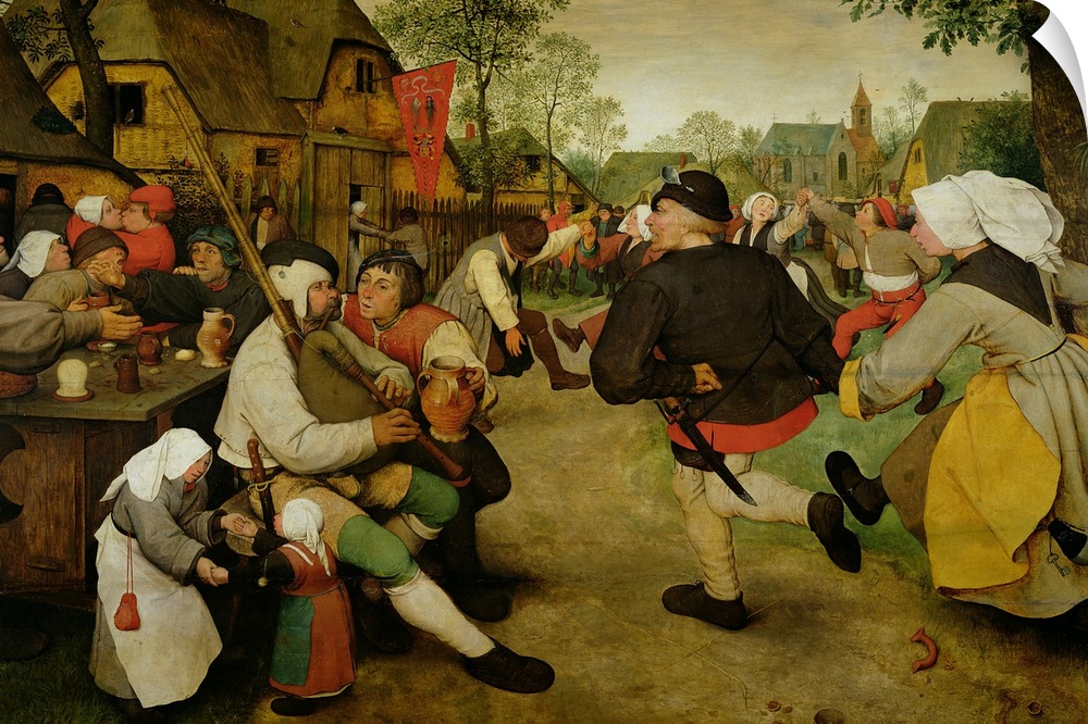 XAM68947 Peasant Dance, (Bauerntanz) 1568 (oil on panel) (see 186442-186443 for details); by Brueghel, Pieter the Elder (c...