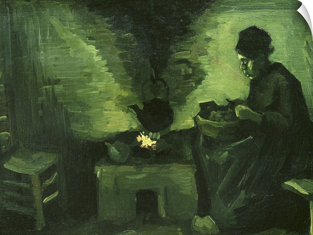 XIR166545 Peasant Woman by the Hearth, c.1885 (oil on canvas laid on board)  by Gogh, Vincent van (1853-90); 29x40 cm; Mus...