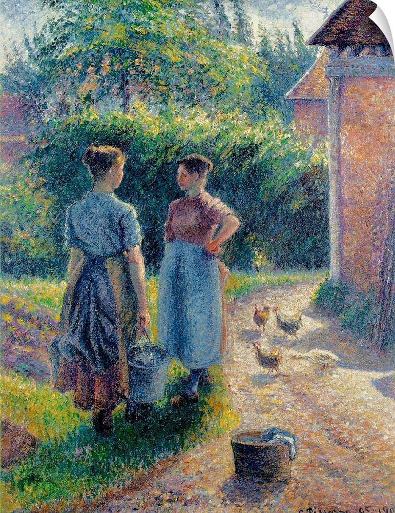 Peasant Women Chatting at Eragny, 1895-1902 (oil on canvas)