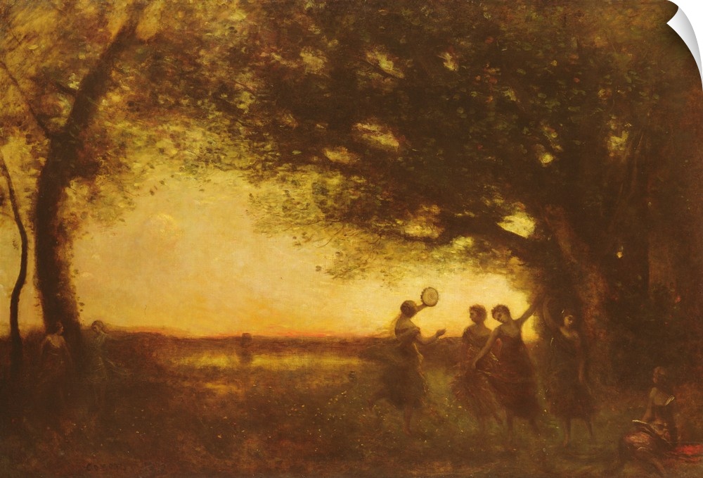 Peasures of the Evening, Les Plaisirs du Soir 1875, oil on canvas.  By Jean Baptiste Corot (1796-1875).