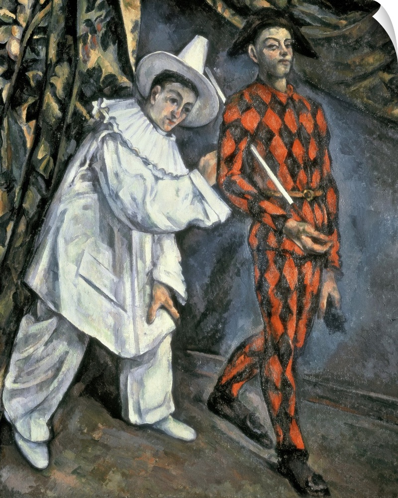 Oil painting on canvas of two people dressed up in costume for Mardi Gras.