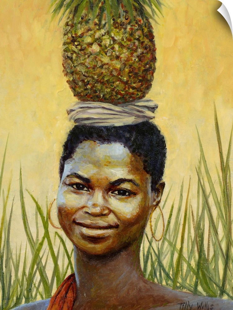 Find Framed Print,  Poster, Canvas Art, and  Art Print of  female, African, black, portrait, carrying, fruit, head,