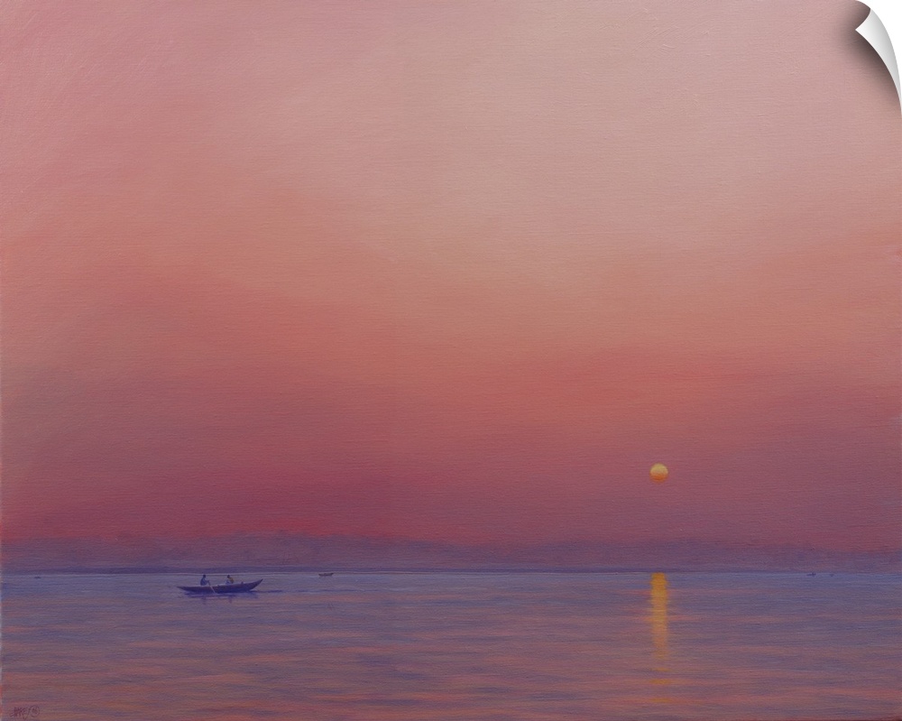 DKH269869 Pink Dawn on The Ganges (oil on canvas) by Hare, Derek (b.1945); 91.4x76.2 cm; Private Collection;  Derek Hare. ...