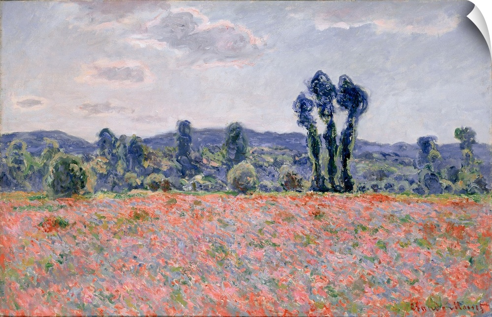 Poppy Field, c.1890 (originally oil on canvas) by Monet, Claude (1840-1926)