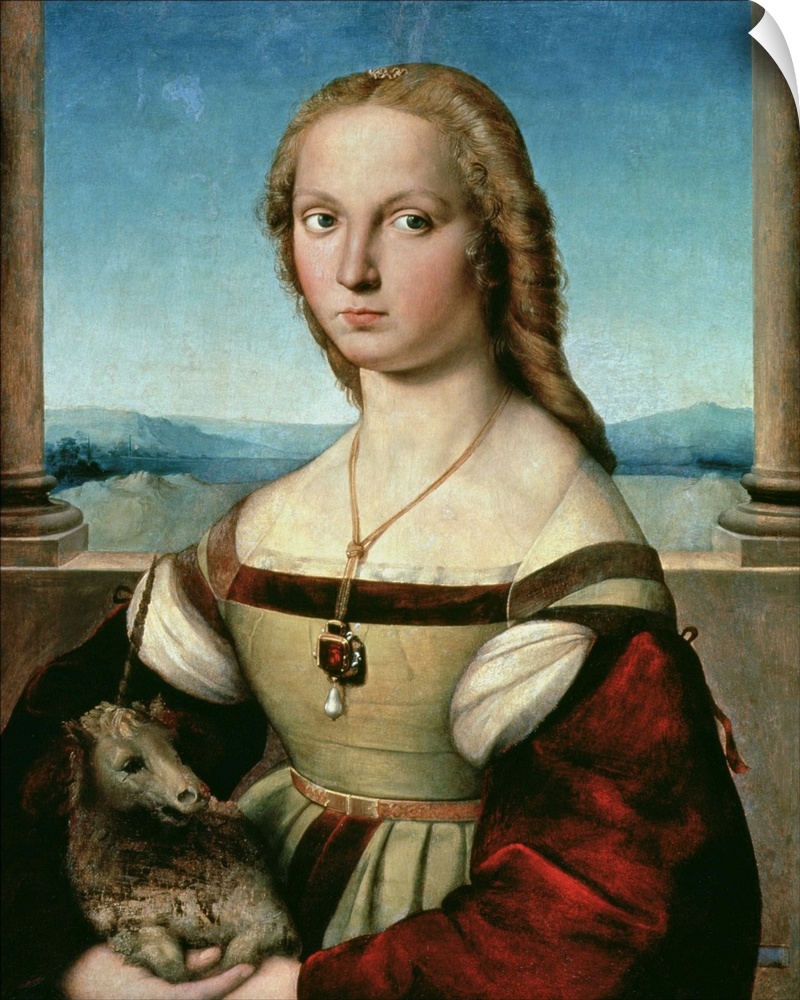 XIR67880 Portrait of a Lady with a Unicorn, c.1505-6 (oil on panel)  by Raphael (Raffaello Sanzio of Urbino) (1483-1520); ...