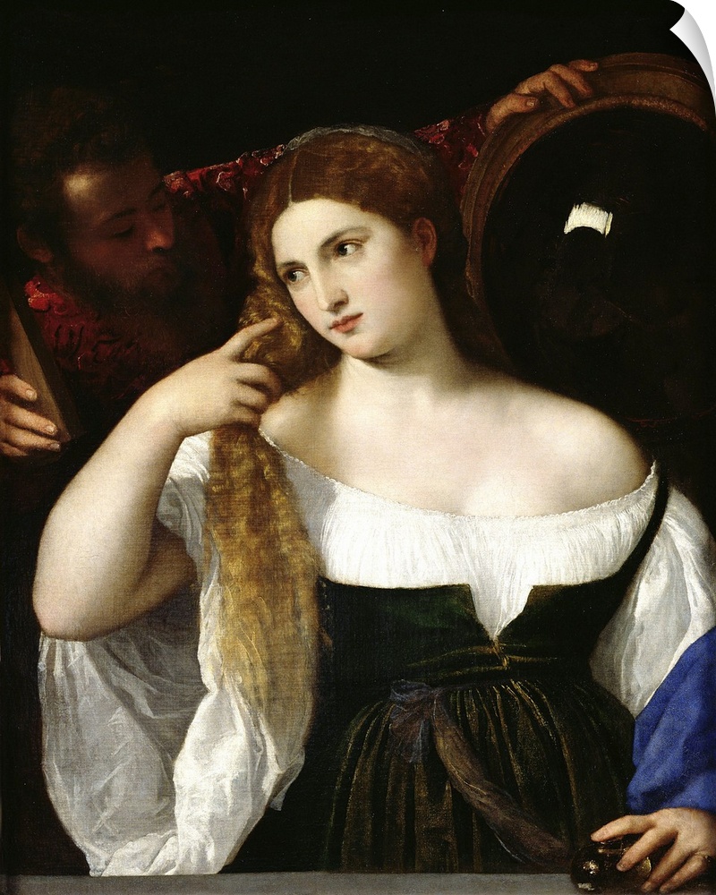 XIR57328 Portrait of a Woman at her Toilet, 1512-15 (oil on canvas)  by Titian (Tiziano Vecellio) (c.1488-1576); 93x76 cm;...