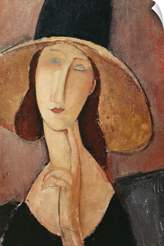 Portrait of Jeanne Hebuterne in a large hat, c.1918-19