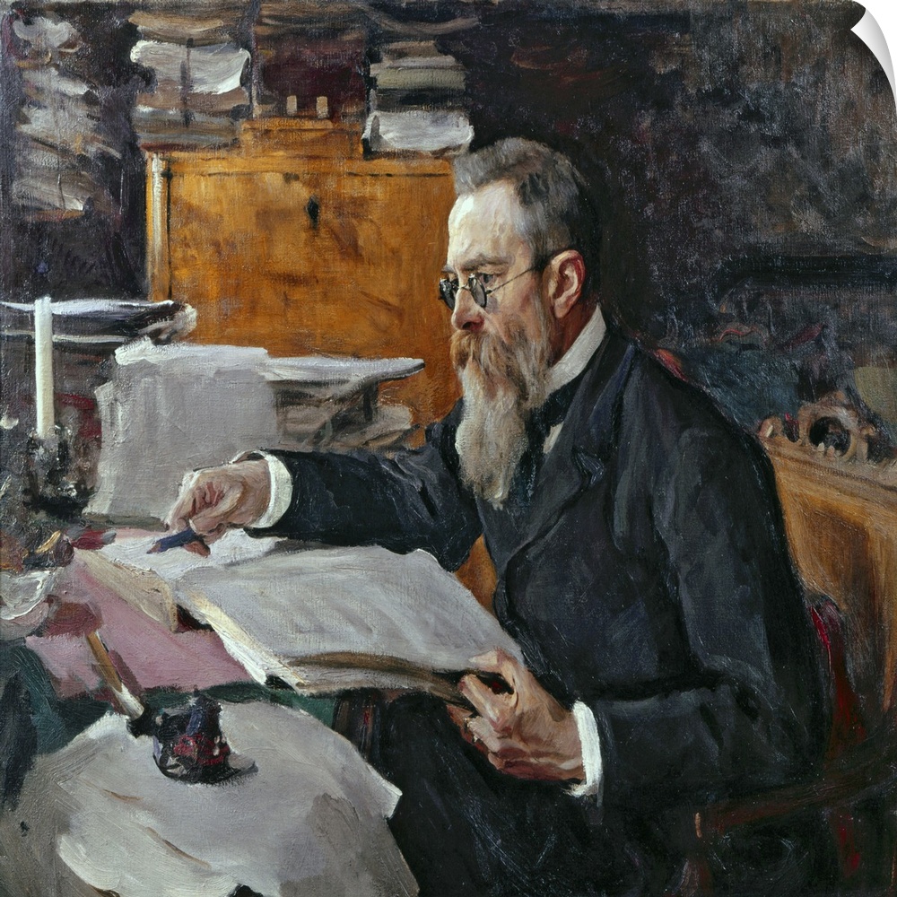XPH330635 Portrait of Nikolai Andreyevich Rimsky-Korsakov (oil on canvas)  by Serov, Valentin Aleksandrovich (1865-1911); ...