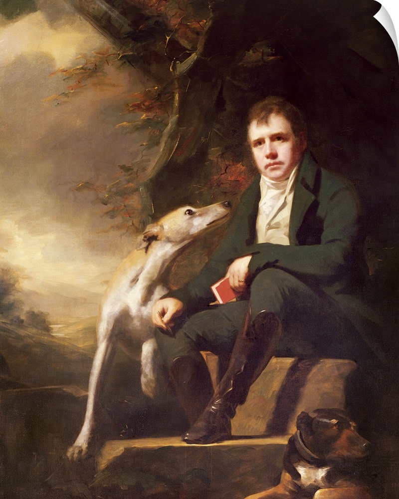 XCF277642 Portrait of Sir Walter Scott and his dogs (oil on canvas)  by Raeburn, Sir Henry (1756-1823); Private Collection...