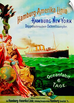 Poster advertising the Hamburg American Line, 1897