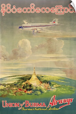 Poster advertising 'Union of Burma Airways', 1950