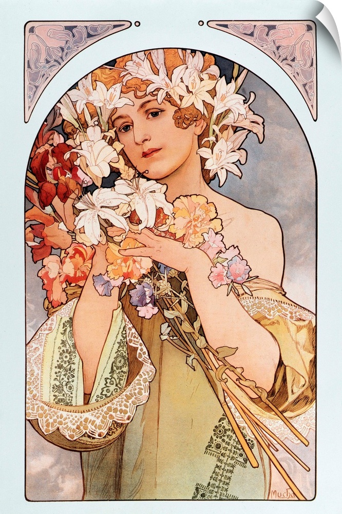 Poster By Alphonse Mucha: 'The Flower' From Flowers Series, 1897.