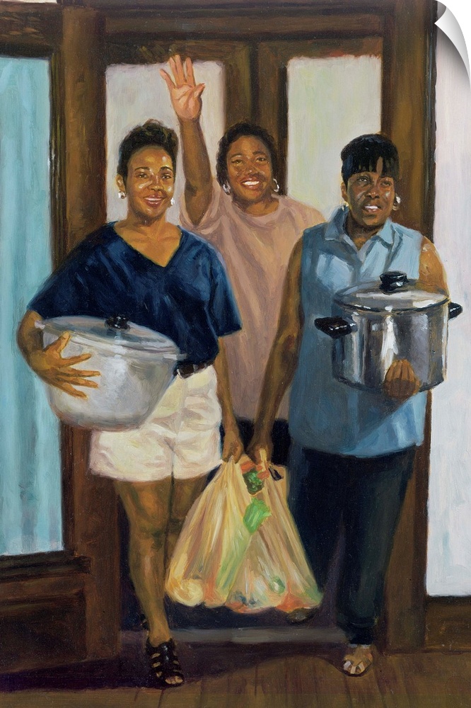 Pot Luck Party, 1998 (oil on board) by Colin Bootman.