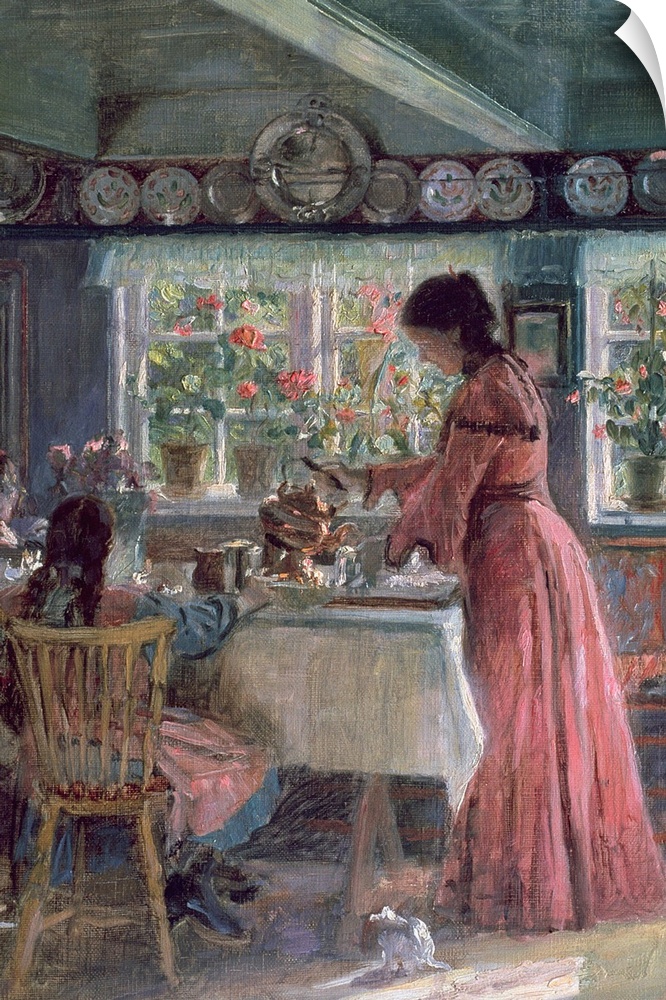 BAL23426 Pouring the Morning Coffee, 1906 (oil on canvas) by Tuxen, Laurits Regner (1853-1927); 41x33 cm; Skagens Museum, ...