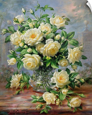 Princess Diana Roses in a Cut Glass Vase