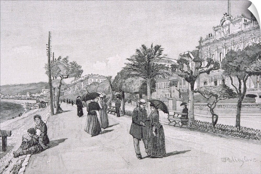 Promenade des Anglais, Nice, France, from 'The Picturesque Mediterranean', Volume 3, published by Cassell and Co. Ltd., 18...