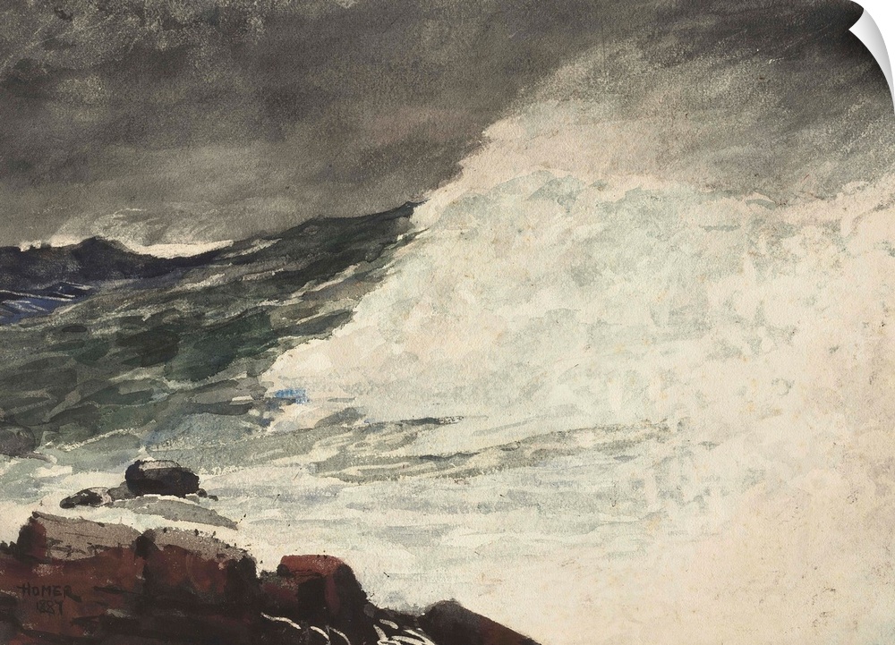 Prout's Neck, Breaking Wave, 1887, transparent watercolor, with touches of opaque watercolor, rewetting, blotting and scra...