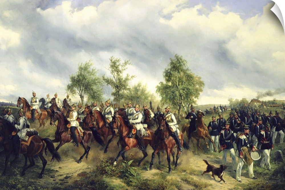 BAL322442 Prussian cavalry on expedition (oil on canvas)  by Schulz, Carl (1823-1876); Oranienbaum, St. Petersburg, Russia...