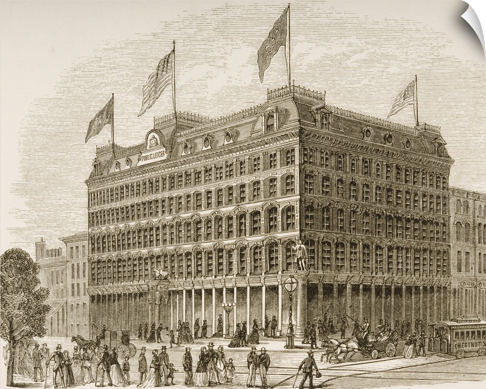 Public Ledger Building Philadelphia Pennsylvania in 1870s. From American Pictures Drawn With Pen And Pencil by Rev Samuel ...