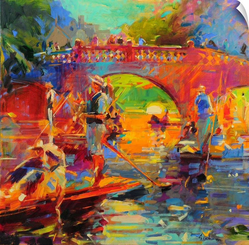 Punts, Clare Bridge (originally oil on canvas) by Graham, Peter