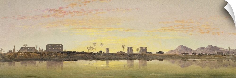 XYC158769 Pylons at Karnak, the Theban Mountains in the Distance (oil on paper on board) by Cooke, Edward William (1811-80)