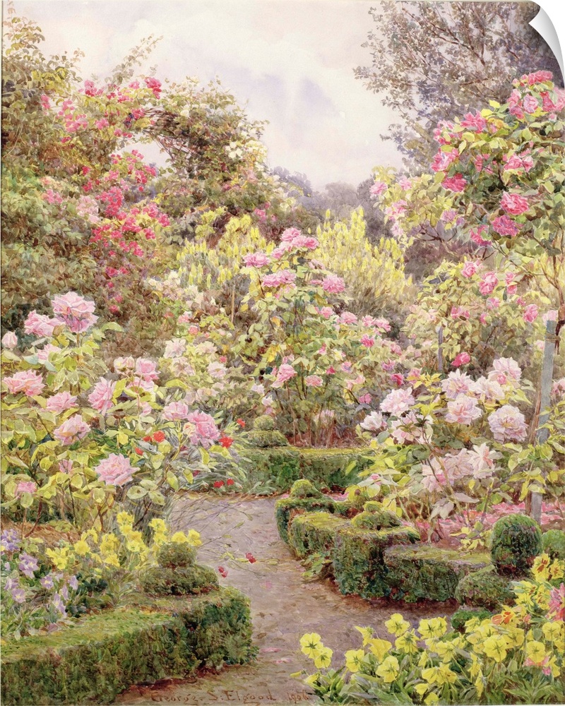 MAL42675 Raundscliffe - Everywhere are Roses; by Elgood, George Samuel (1851-1943); Private Collection; .. Mallett Gallery...