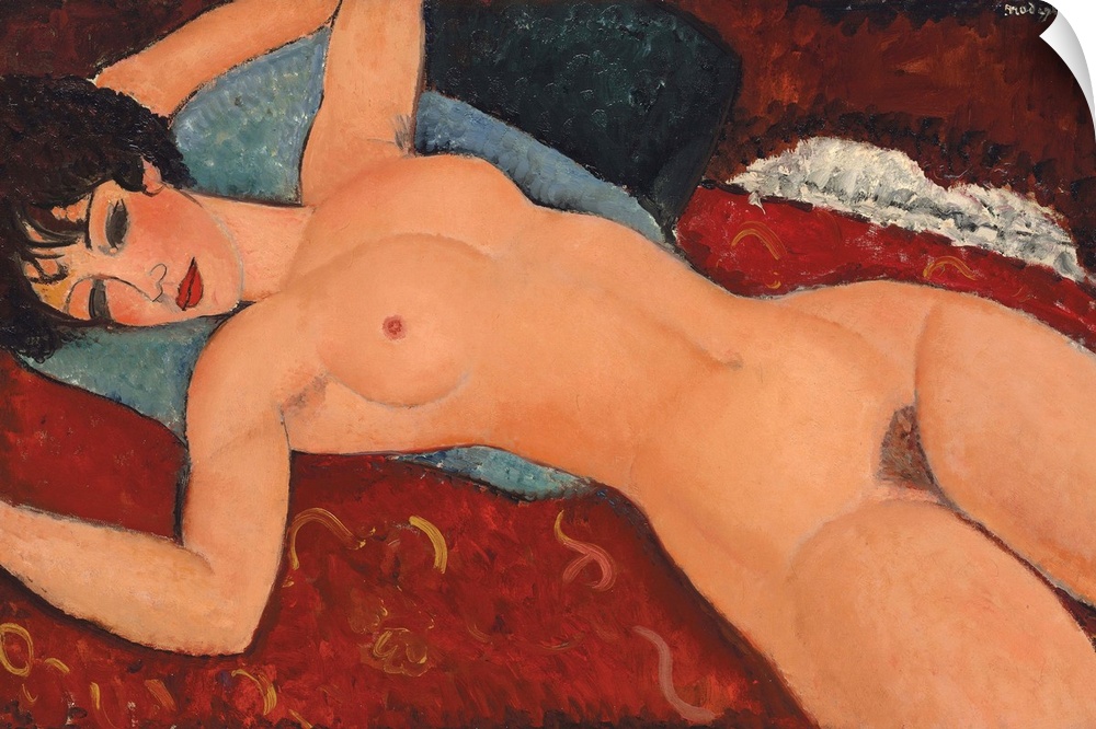 Reclining Nude, 1917-18, oil on canvas.  By Amedeo Modigliani (1884-1920).