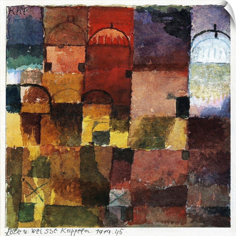 Red and white domes, 1914 (originally watercolour) by Klee, Paul (1879-1940)