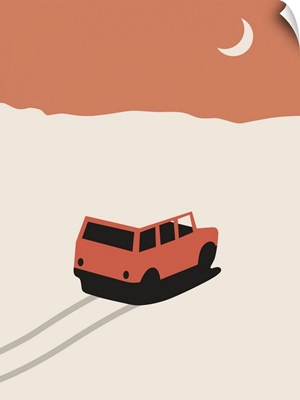 Red Car In Desert With Moon, 2020