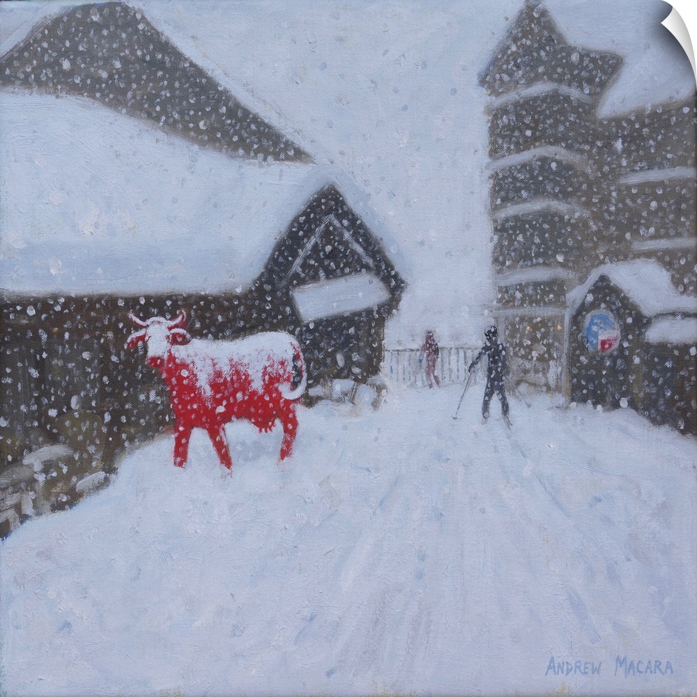 Red Cow, Les Arcs. 2018 (originally oil on canvas) by Macara, Andrew