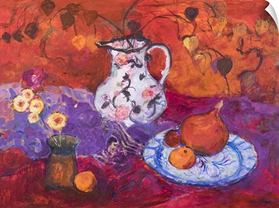 Red Still Life With Chinese Lantern
