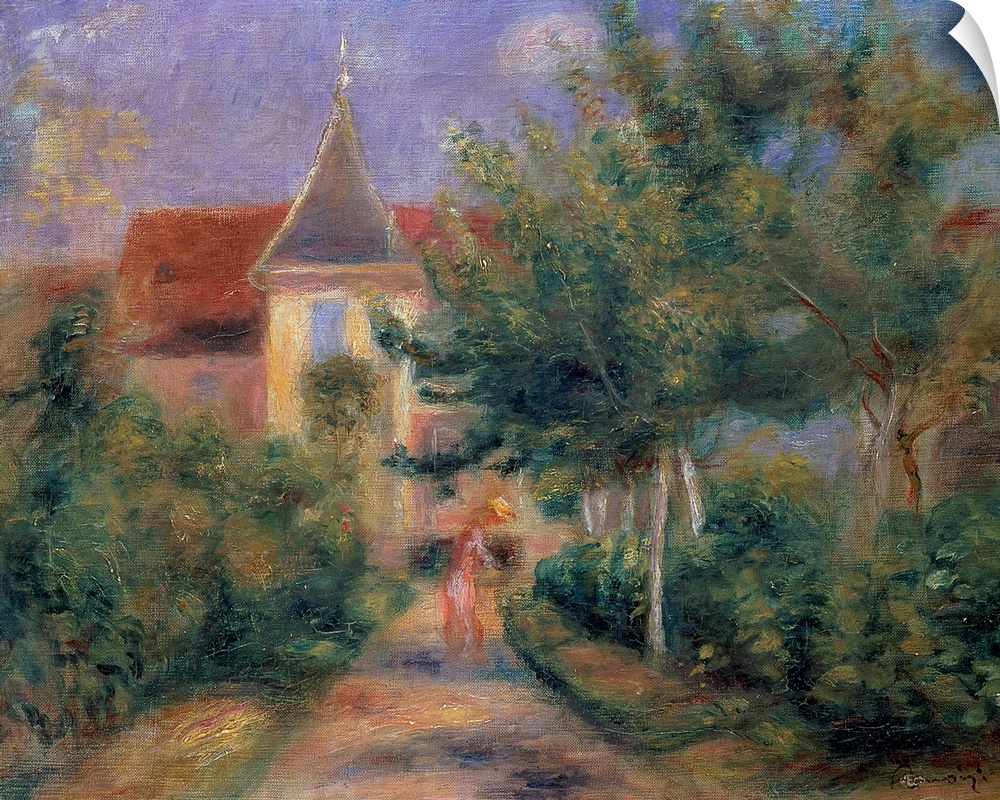 BAL76831 Renoir's house at Essoyes, 1906 (oil on canvas),; by Renoir, Pierre Auguste (1841-1919); 32.8x41.4 cm; Galerie Da...