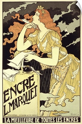 Reproduction of a poster advertising 'Marquet Ink', 1892