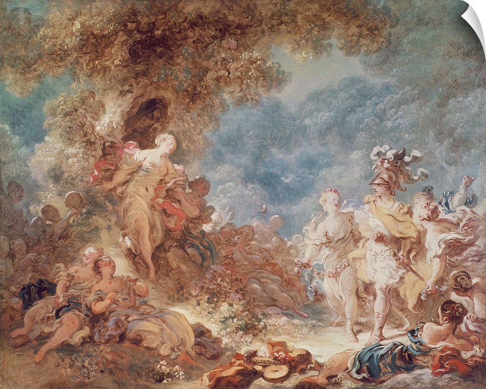 XIR159345 Rinaldo in the Gardens of Armida (oil on canvas) (see also 250309)  by Fragonard, Jean-Honore (1732-1806); Priva...