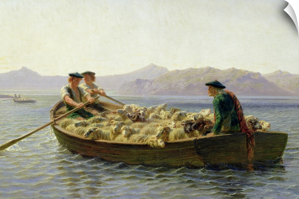 XKH141035 Rowing-Boat, 1863 (oil on canvas)  by Bonheur, Rosa (1822-99); 64x100 cm; Hamburger Kunsthalle, Hamburg, Germany...
