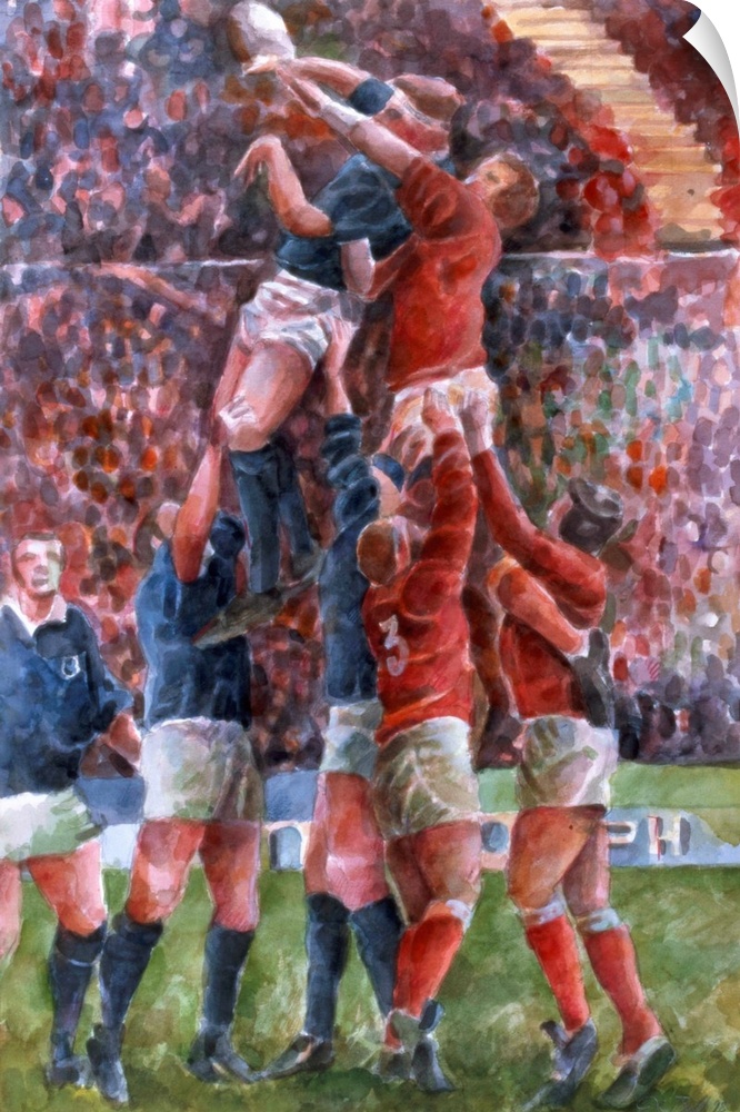 Rugby International, Wales V Scotland (w/c on paper); by Ball, Gareth Lloyd (Contemporary Artist); watercolour on paper; P...