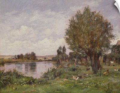 Rural river scene, 1875 (oil on panel)