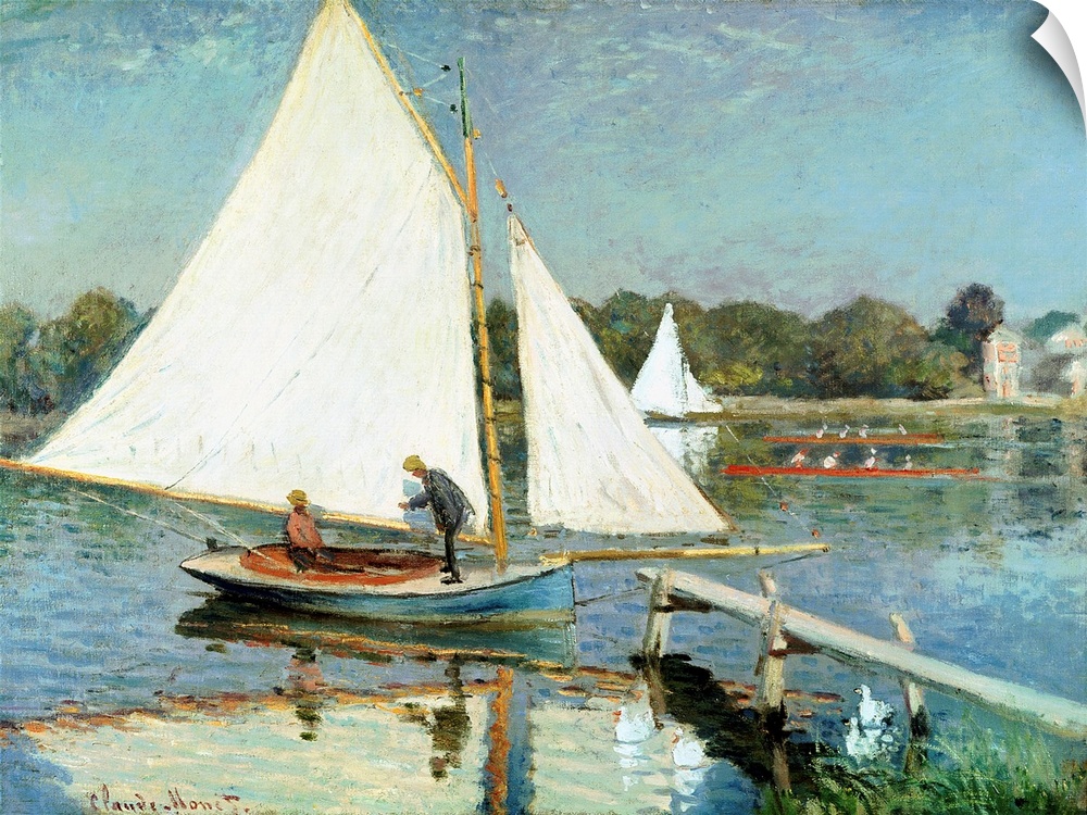 XIR71351 Sailing at Argenteuil, c.1874 (oil on canvas)  by Monet, Claude (1840-1926) Private Collection French, out of cop...