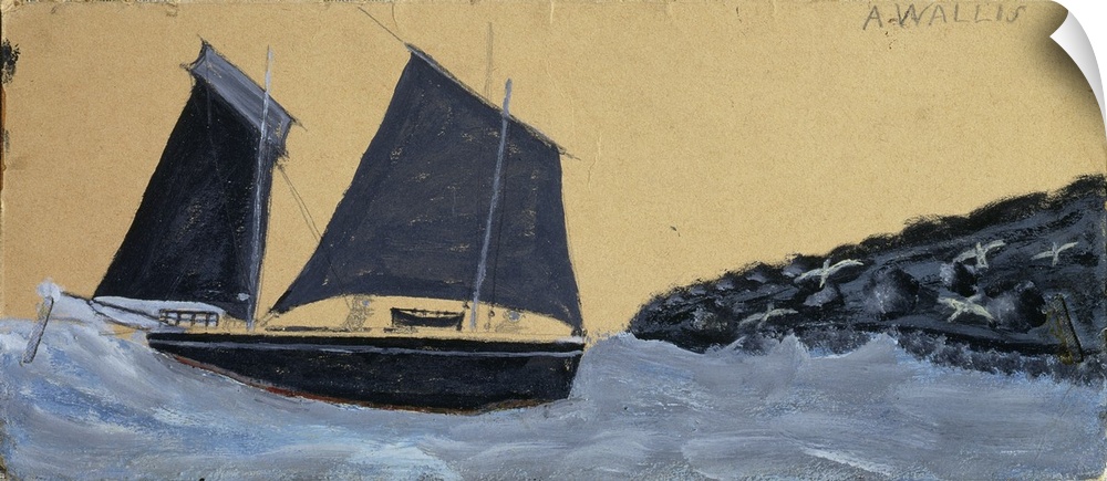Originally oil on card laid on board. Wallis, Alfred (1855-1942).