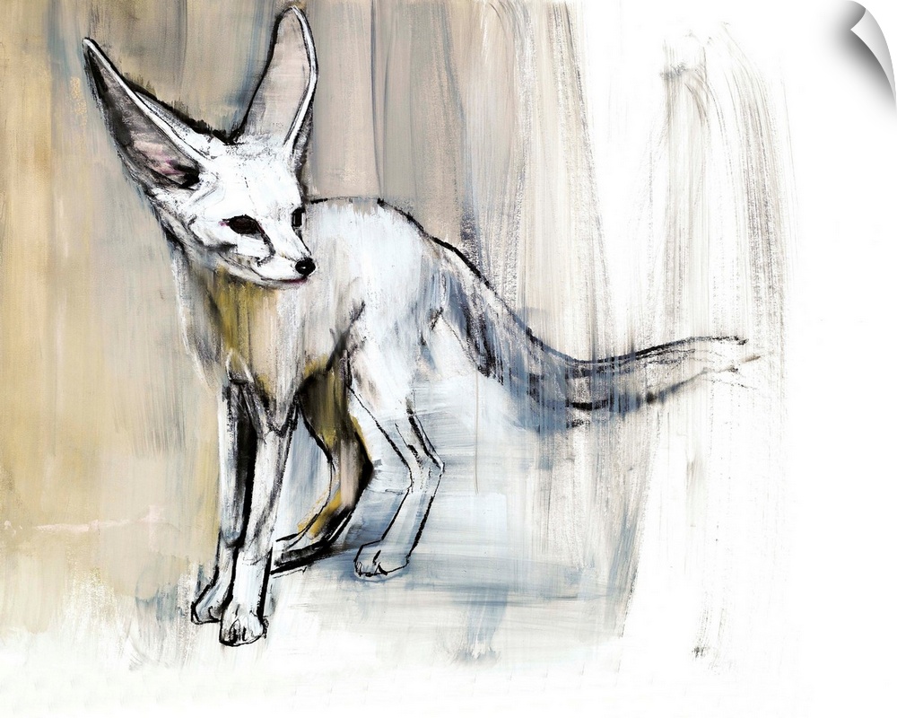 Contemporary wildlife painting of a Fennec Fox.