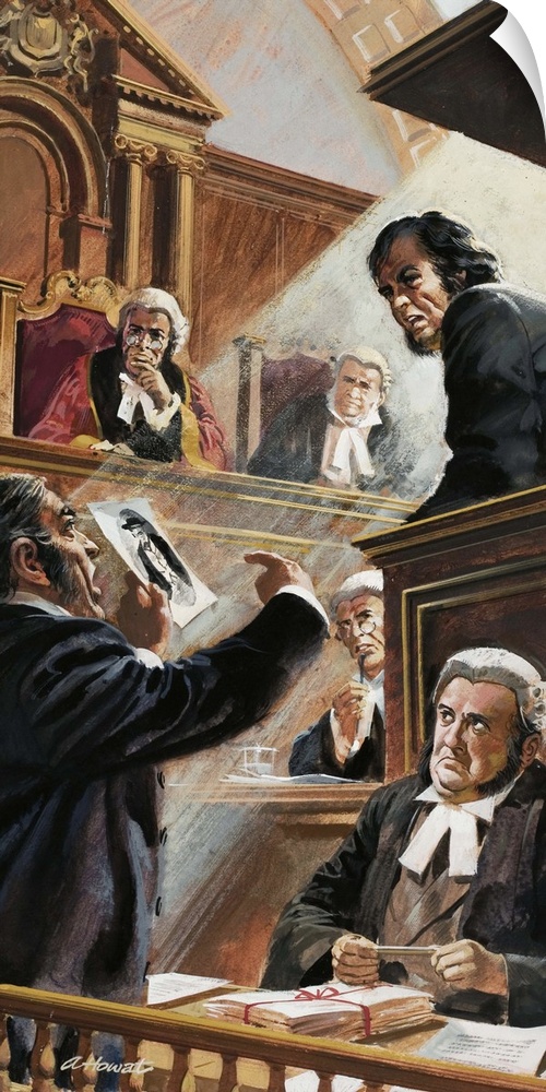 Scene in Court. Original artwork for Look and Learn (issue yet to be identified).