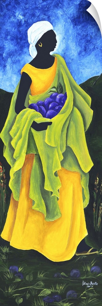 Contemporary painting of a woman collecting Cayemite.